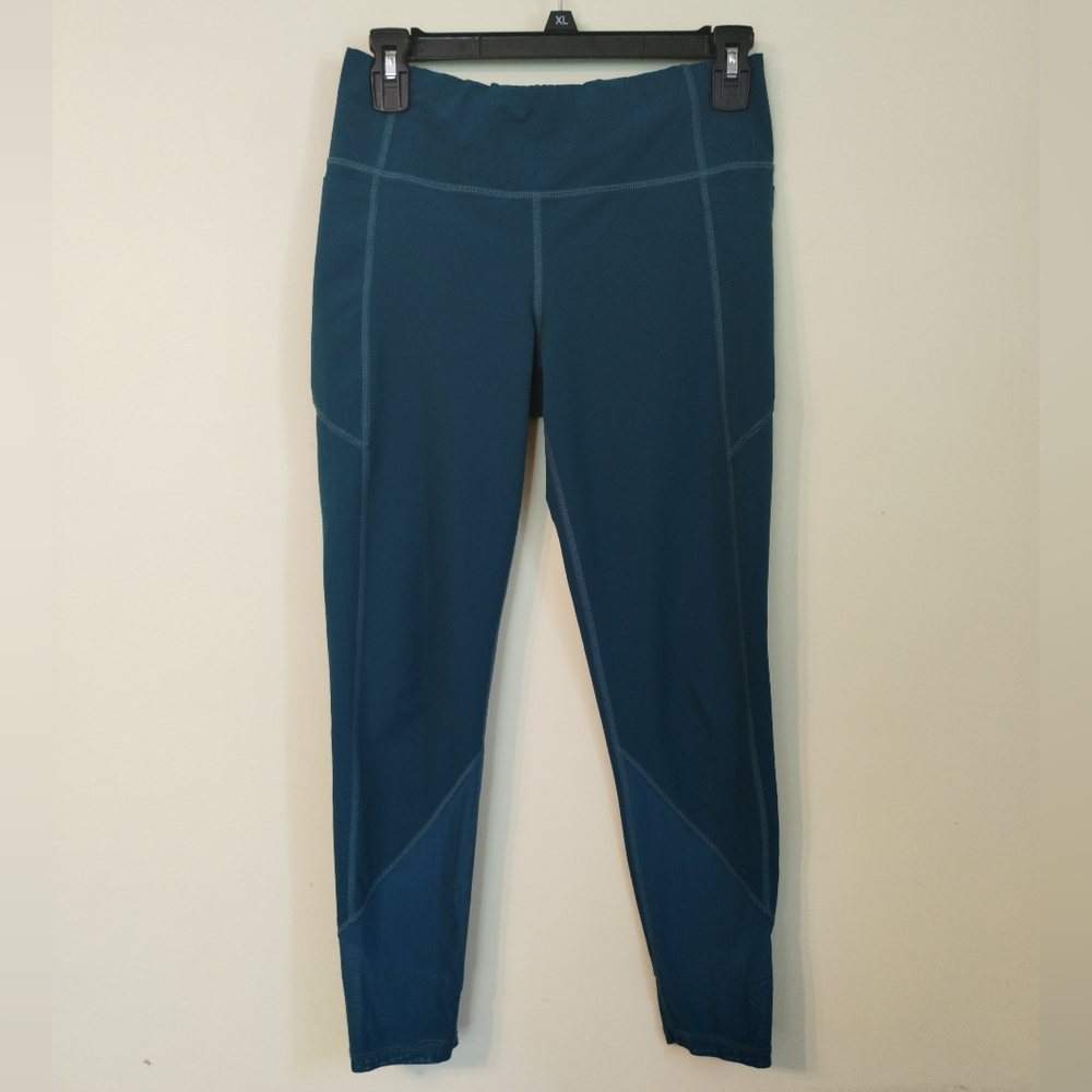 Athleta Oceanic Teal Stretch Cropped Leggings With Pockets Women's Size S